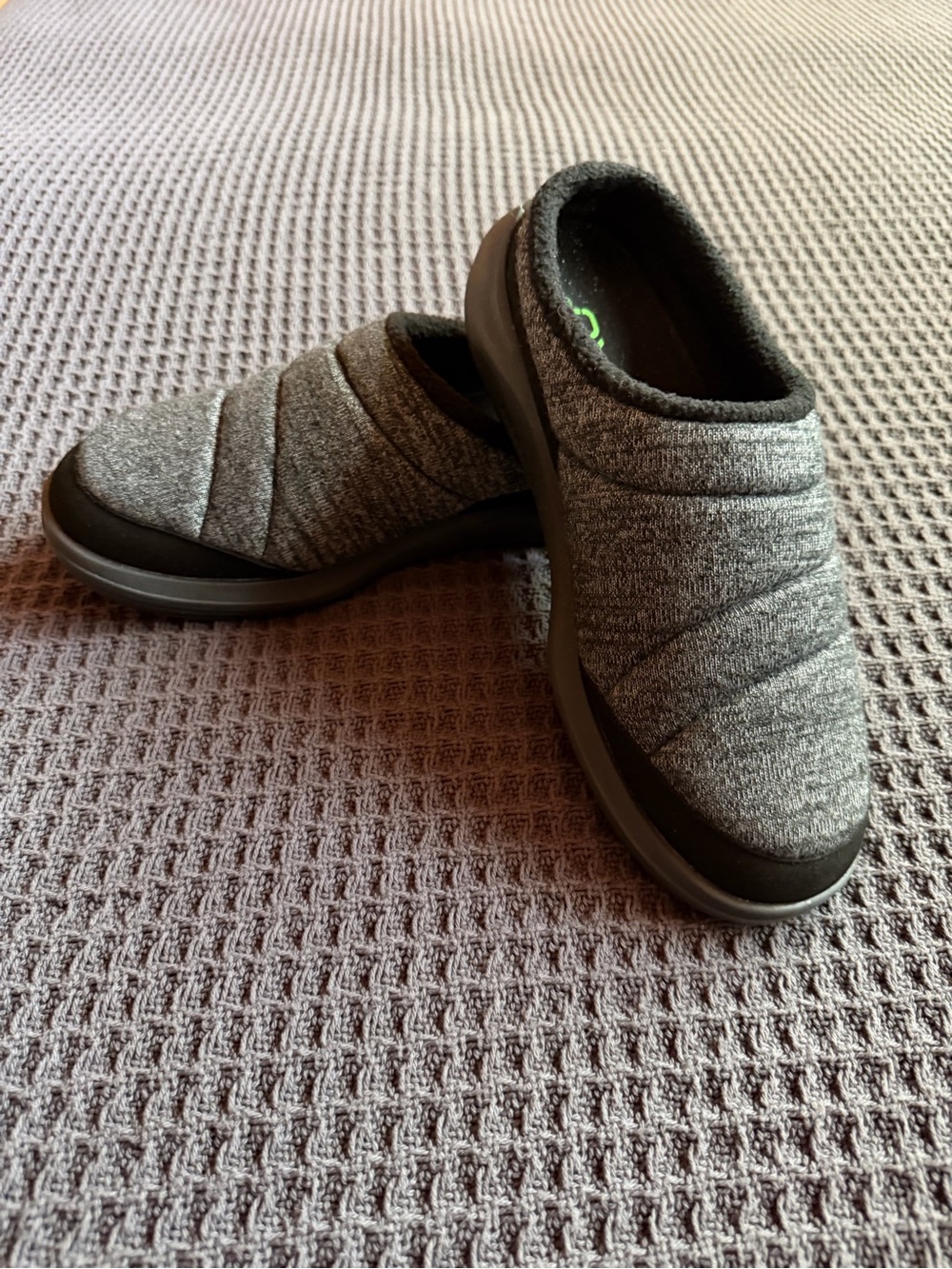 KURU Draft Quilted Slip-On Slipper in Grey and Black